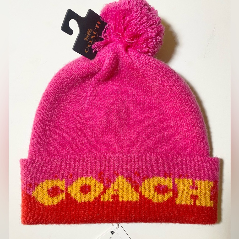 COACH Women's Color blocked Ombre Pom Pom Beanie (R$95) HAT ONLY